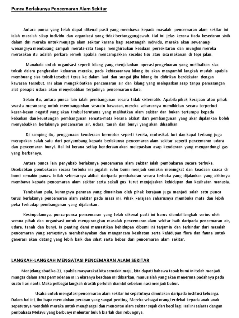 Peranan kerajaan tentang alam sekitar. Pencemaran Alam Sekitar Spm Pdf