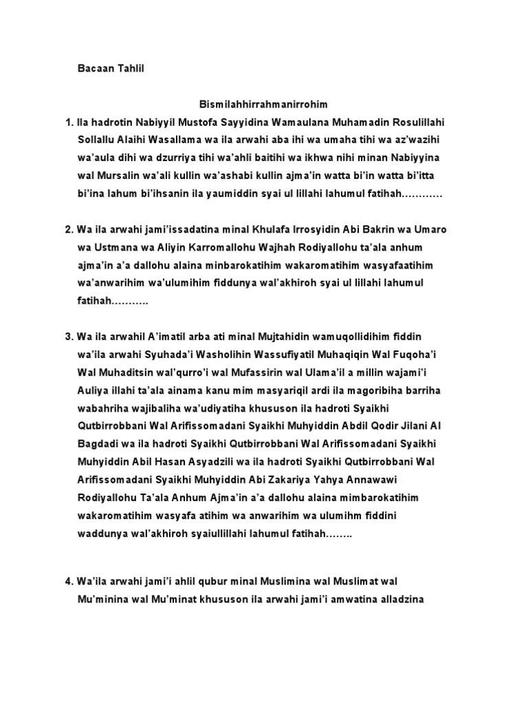 Bacaan Tahlil Lirboyo Pdf
