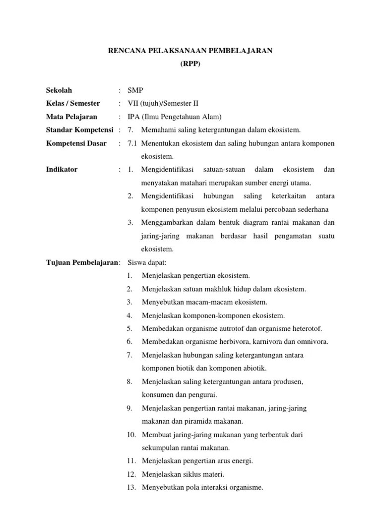 Pada kesempatan ini admin akan berbagi contoh soal untuk latihan mengasah. Syukron Rizqi Rpp Ekosistem Kls 7 Pdf