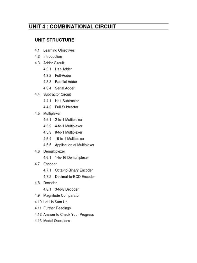 Unit 4 Combinational Circuit | PDF | Integrated Circuit | Electronic ...