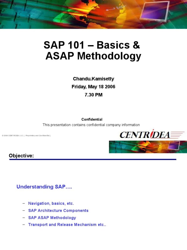 SAP 101 - Basics & ASAP Methodology: Chandu - Kamisetty Friday, May 18 ...