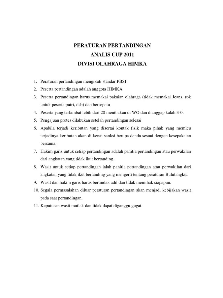 Peraturan Pertandingan Bulutangkis | PDF