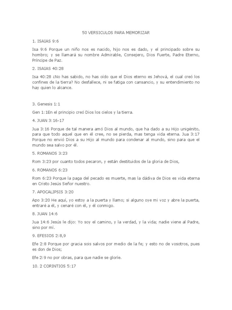 50 Versiculos Para Memorizar | PDF | Cristo (título) | Pecado