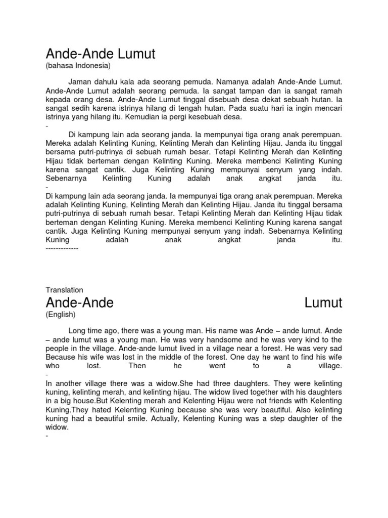 Teks Drama Ande Ande Lumut Dalam Bahasa Jawa Berbagai Teks Penting