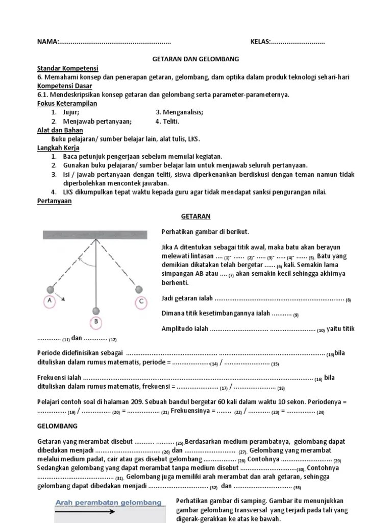 Latihan Soal Getaran Dan Gelombang Kelas 8 Ketika gelombang sinusoida menjalar pada permukaan air teramati bahwa pada saat t 0 detik balok A berada di puncak sedangkan balok B berada di lembah.