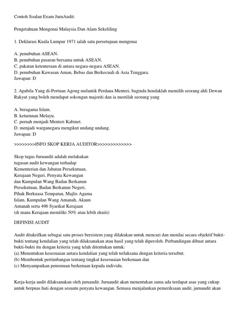 Contoh Soalan Exam Juruaudit Pdf