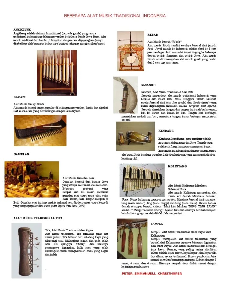Beberapa Alat Musik Tradisional Indonesia | PDF