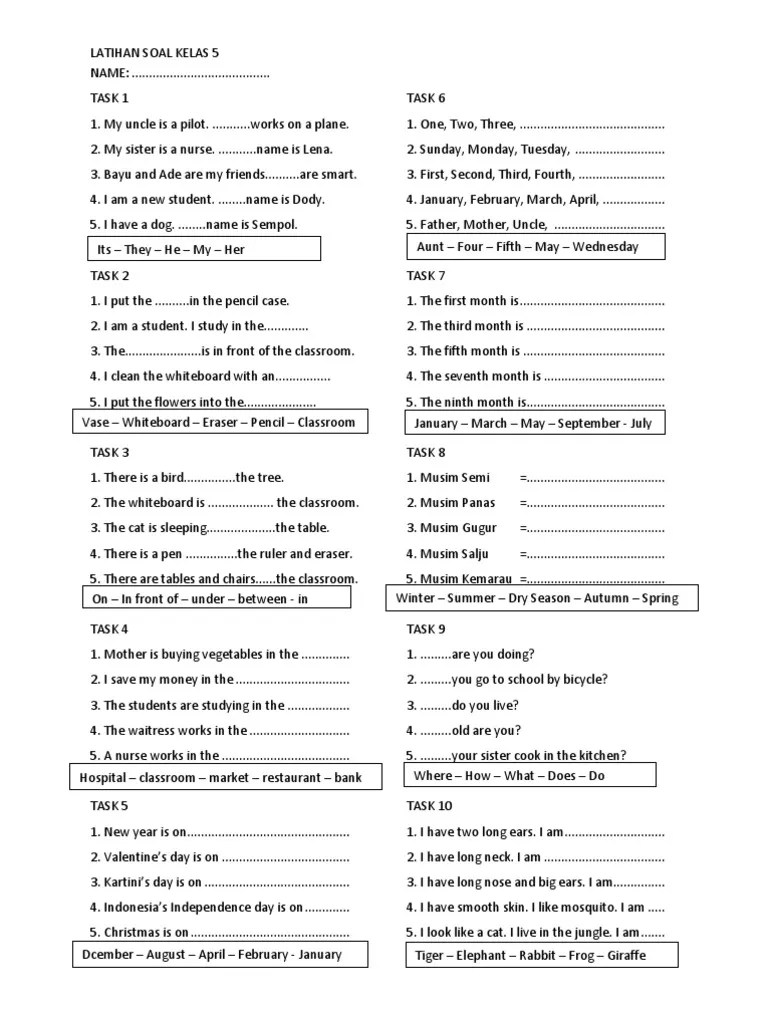 Soal Bahasa Inggris Kelas 5 Sd Tentang Transportasi