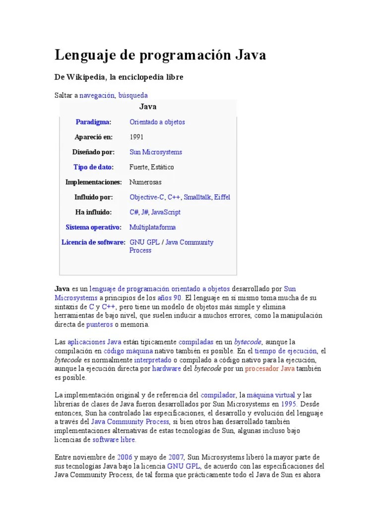 Lenguaje De Programación Java2 | PDF | Java (lenguaje De Programación ...