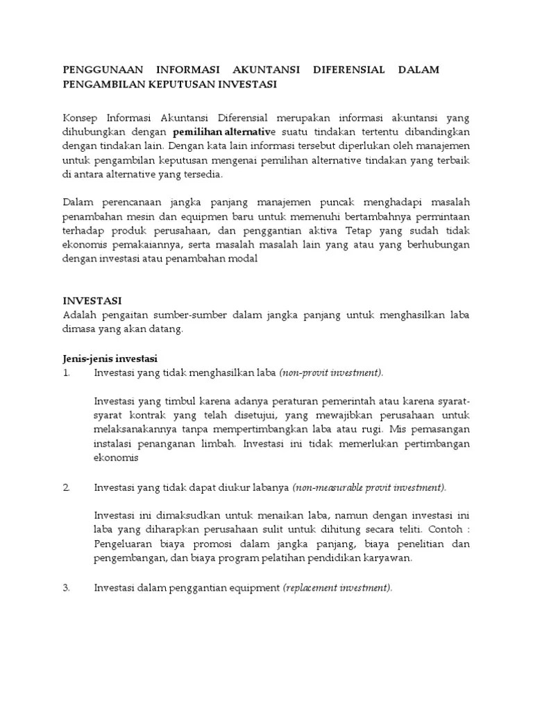 Jika pengambilan keputusan berkaitan dengan pemanfaatan kapasias produksi . Penggunaan Informasi Akuntansi Diferensial Dalam Pengambilan Keputusan Pdf