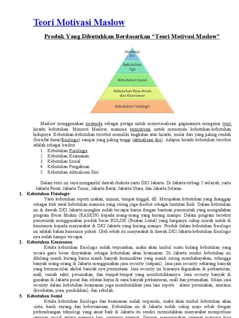 Teori Motivasi Maslow | PDF
