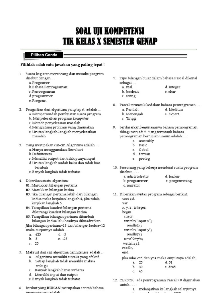 Soal tik kelas 8 beserta kunci jawaban. Soal Uts Matematika Kurtilad Kls Yana Mulyana Edu Github