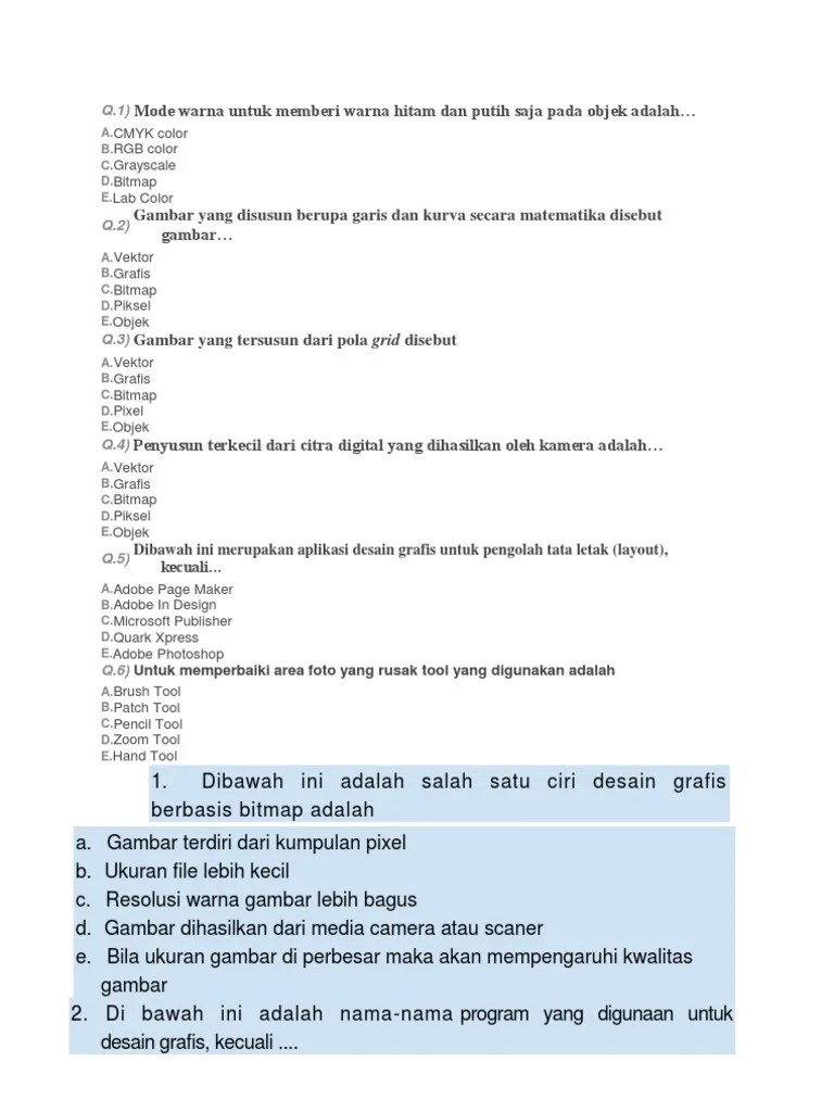 Soal Essay Desain Grafis Photoshop Beserta Jawabannya Cute766