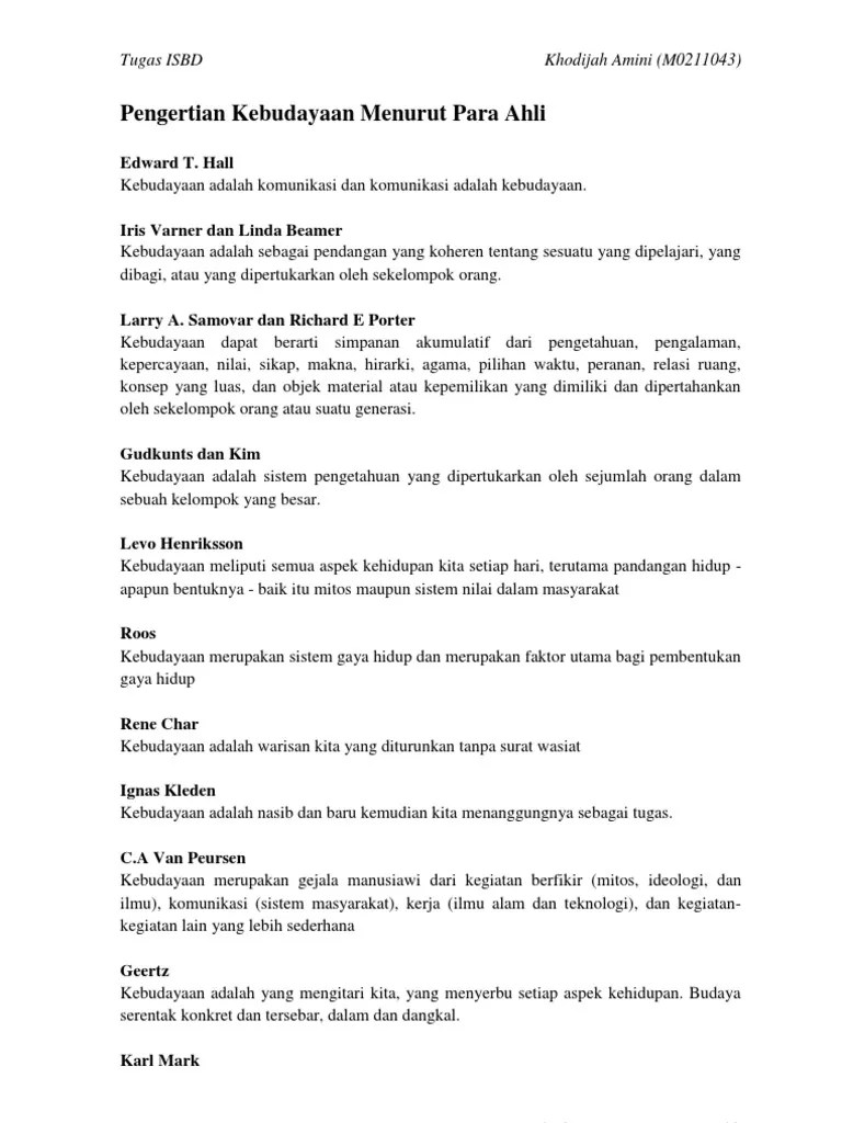 Pengertian Kebudayaan Menurut Para Ahli | PDF