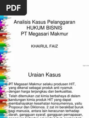 Praktik etika bisnis pedagang di pasar leuwiliang dan untuk mengetahui etika. Analisis Kasus Pelanggaran Hukum Bisnis Pdf