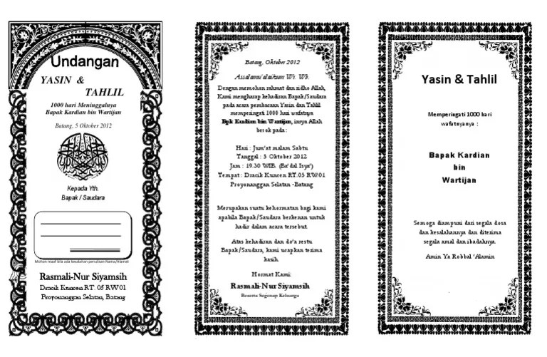 Undangan tahlil doc wood scribd indo. Contoh Surat Undangan Yasin Dan Tahlil Nusagates