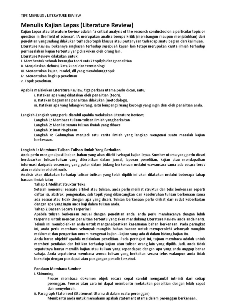 Kajian Lepas Kajian Literatur Contoh / 1