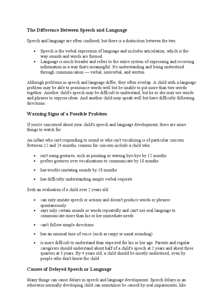 The Difference Between Speech And Language | PDF | Speech Language ...