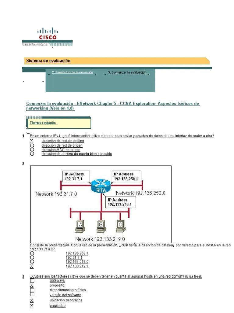 Examen Capitulo 5 - CCNA 4 | PDF | Enrutador (Computación ...