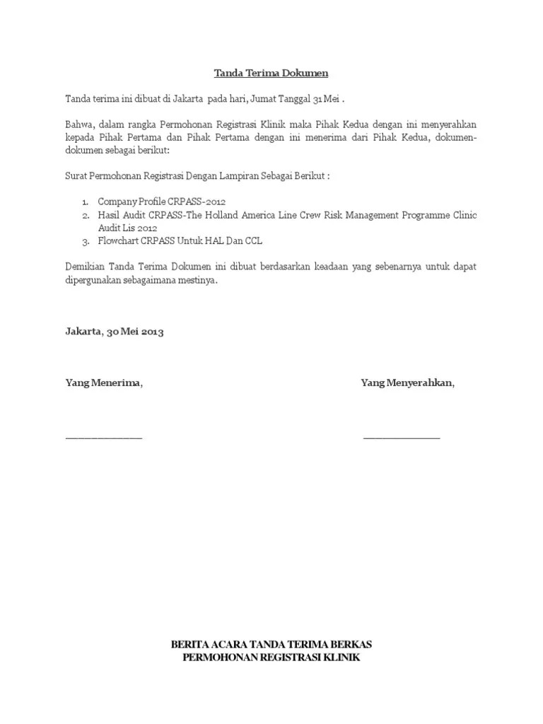 Draf surat tanda terima dokumen. Contoh Berita Acara Serah Terima Dokumen Kumpulan Soal Pelajaran 8