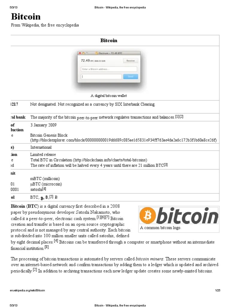The history of bitcoin started with the invention and was implemented by the presumed pseudonymous satoshi nakamoto, who integrated many existing ideas from the cypherpunk community. Bitcoin Wikipedia The Free Encyclopedia Pdf Bitcoin Money