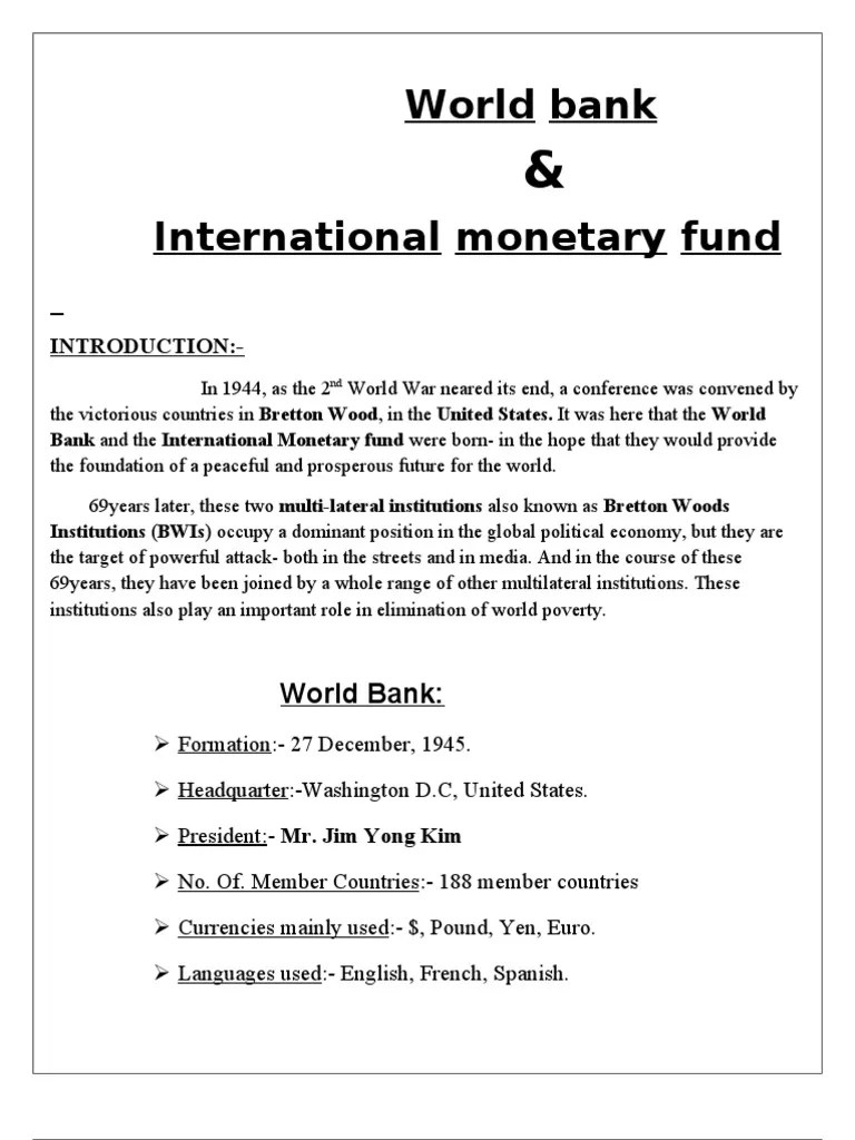 World Bank International Monetary Fund | PDF | World Bank | International Development Association
