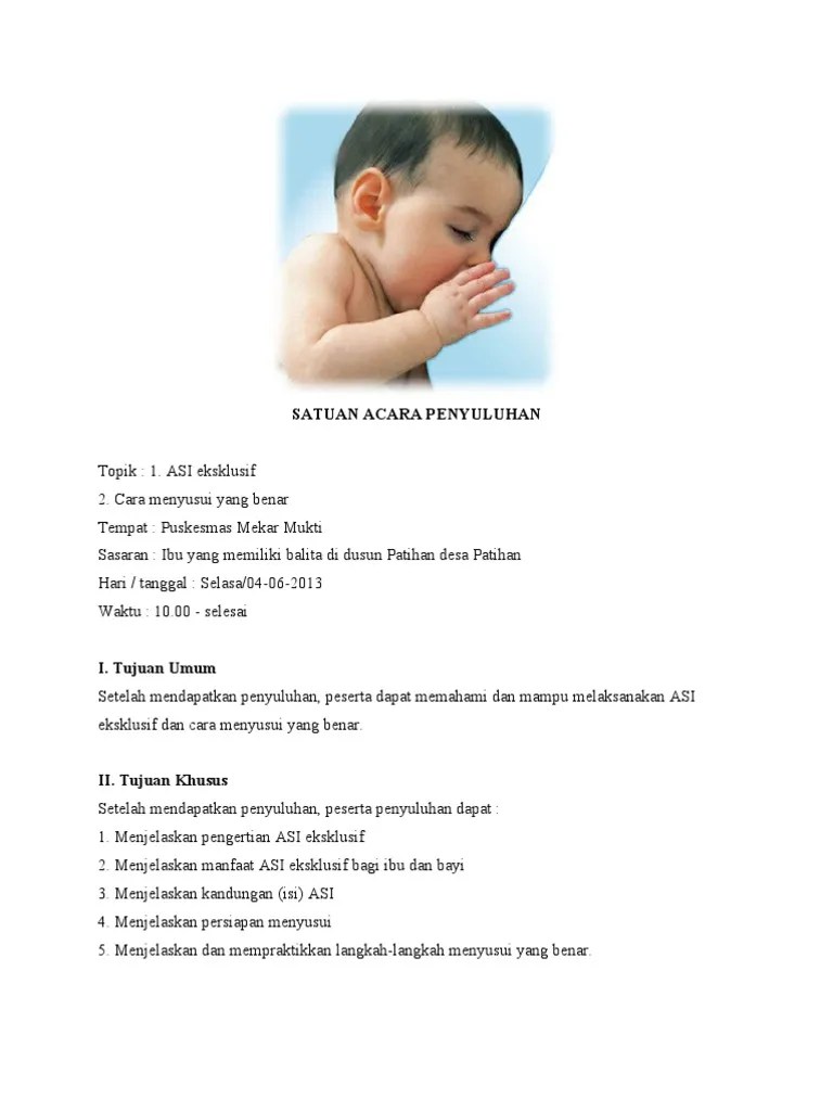 Satuan Acara Penyuluhan Asi Ekslusif | PDF