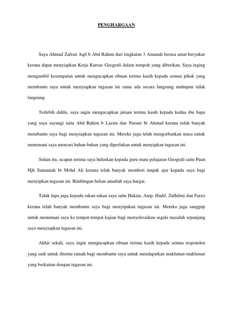 Contoh Lampiran Kerja Kursus Geografi - Surat Kebenaran Kerja Lapangan Geografi Letter 7saudara Com