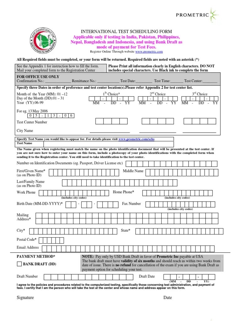 Registration Form Saudi Prometric Exam | PDF | Identity Document | Mail