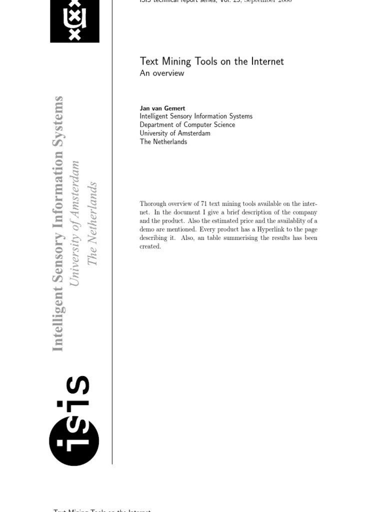 Text Mining Tools On The Internet | PDF | Search Engine Indexing ...