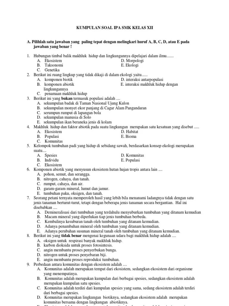 Contoh Soal Gejala Alam Biotik Dan Abiotik Beserta Jawabannya - Contoh Soal  Terbaru
