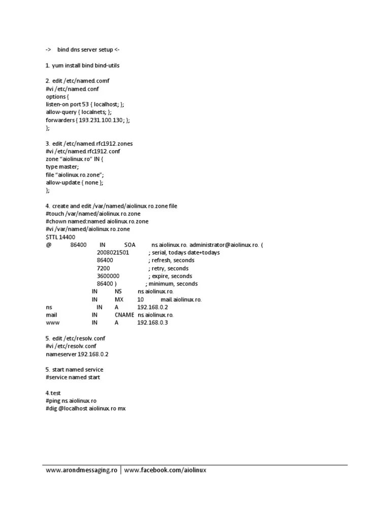 Install Bind DNS Server On Fedora 13 | PDF | Home & Garden | Technology ...