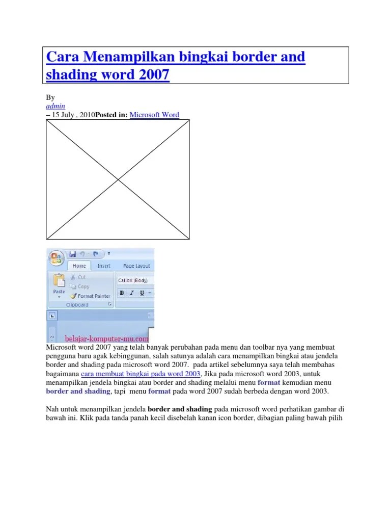 Di bagian setting, pilih bentuk bingkai yang . Cara Menampilkan Bingkai Border And Shading Word 2007
