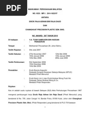 Pemberhentian contoh surat pecat pekerja memberhentikan pekerja contoh. Award 13679 Pergaduhan Dalam Kilang Pdf