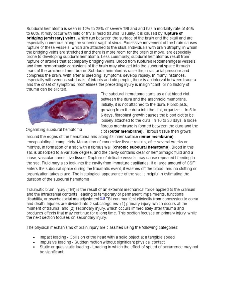 Subdural Hematoma | PDF | Traumatic Brain Injury | Human Anatomy