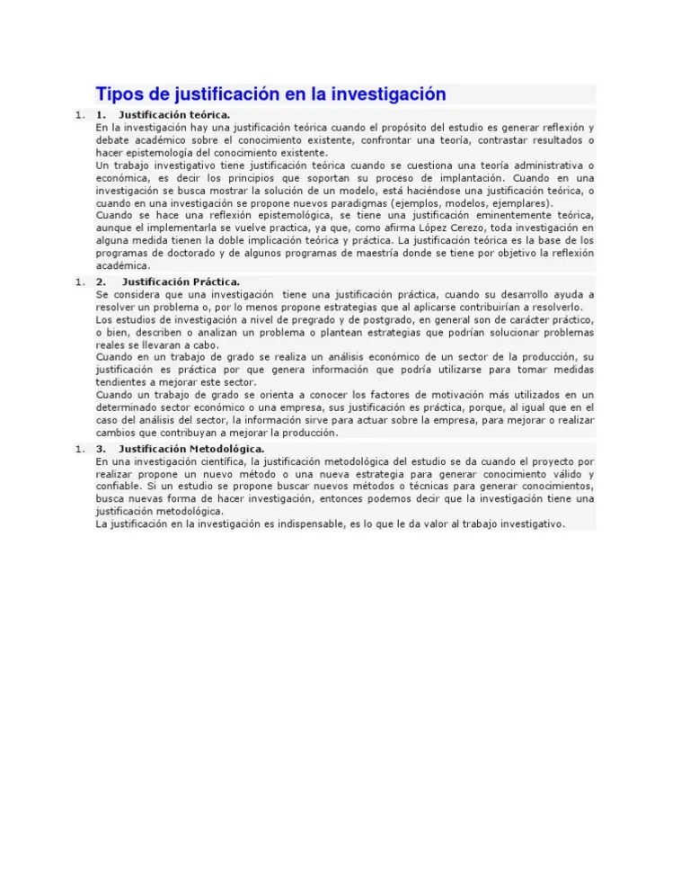 Tipos De Justificacion | PDF