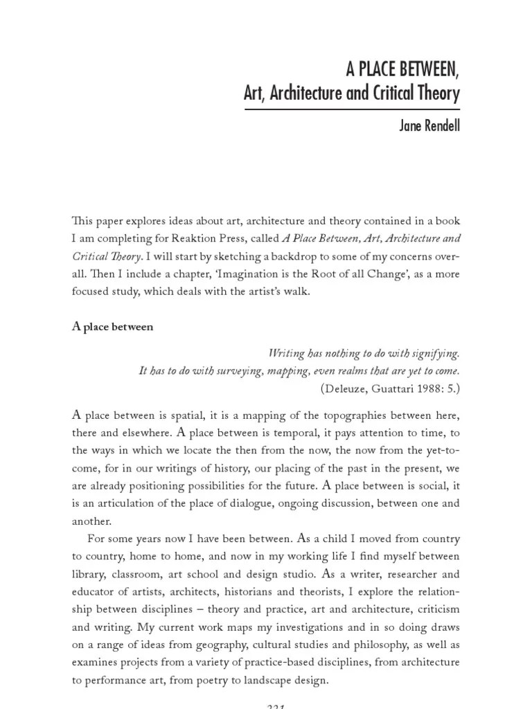 A Place Between - Art, Architecture And Critical Theory | Download Free PDF ...