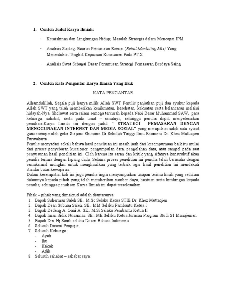 Contoh Judul Karya Ilmiah | PDF