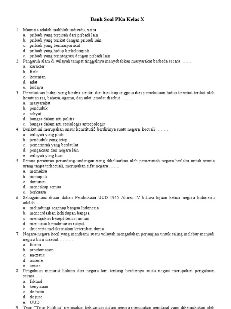 Contoh Soal Pilihan Ganda Tentang Pelanggaran Ham Cute766