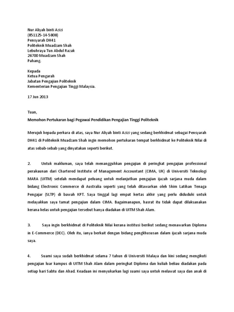 Audiensi dengan forum komunikasi guru . Surat Permohonan Pertukaran Politeknik - Terengganu v