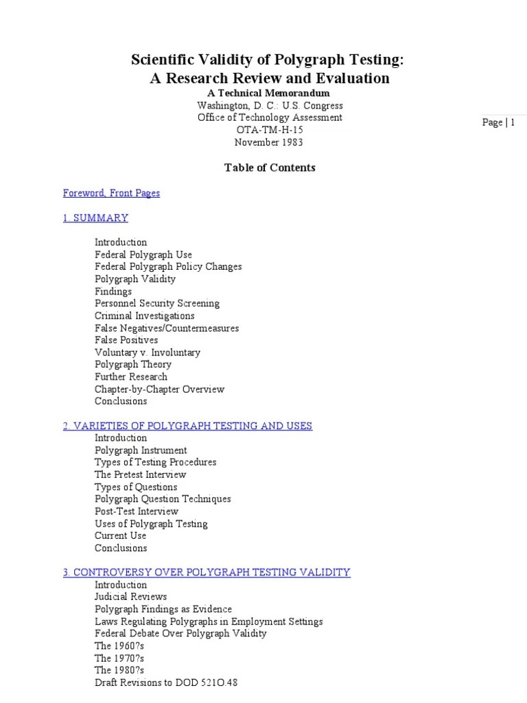 Scientific Validity Of Polygraph Testing | PDF | Polygraph | Validity ...