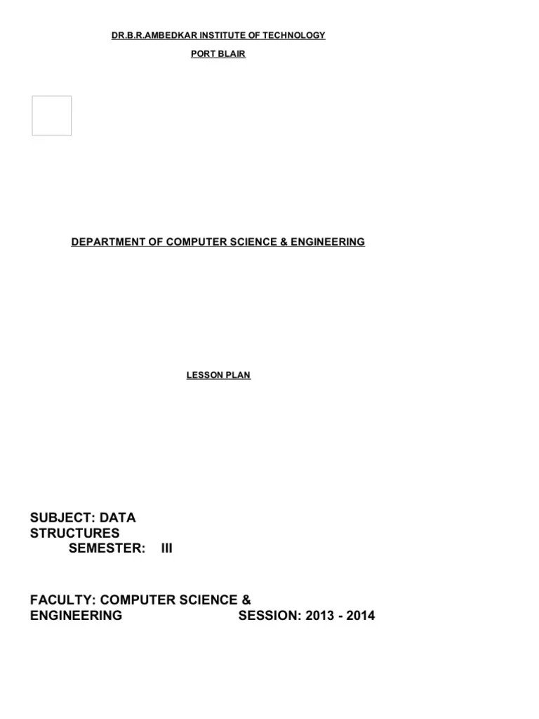 DBRAIT's LESSON PLAN FORMAT | PDF | Array Data Structure | Computer ...