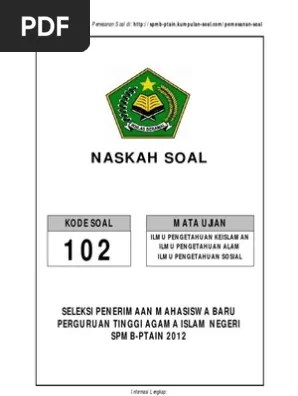 Soal soal um ptik ips ipc ipa lengkap dengan pembahasan serta. 38 Soal Tes Wawasan Keislaman Spmb Ptain 2012 No 19 21 Pdf