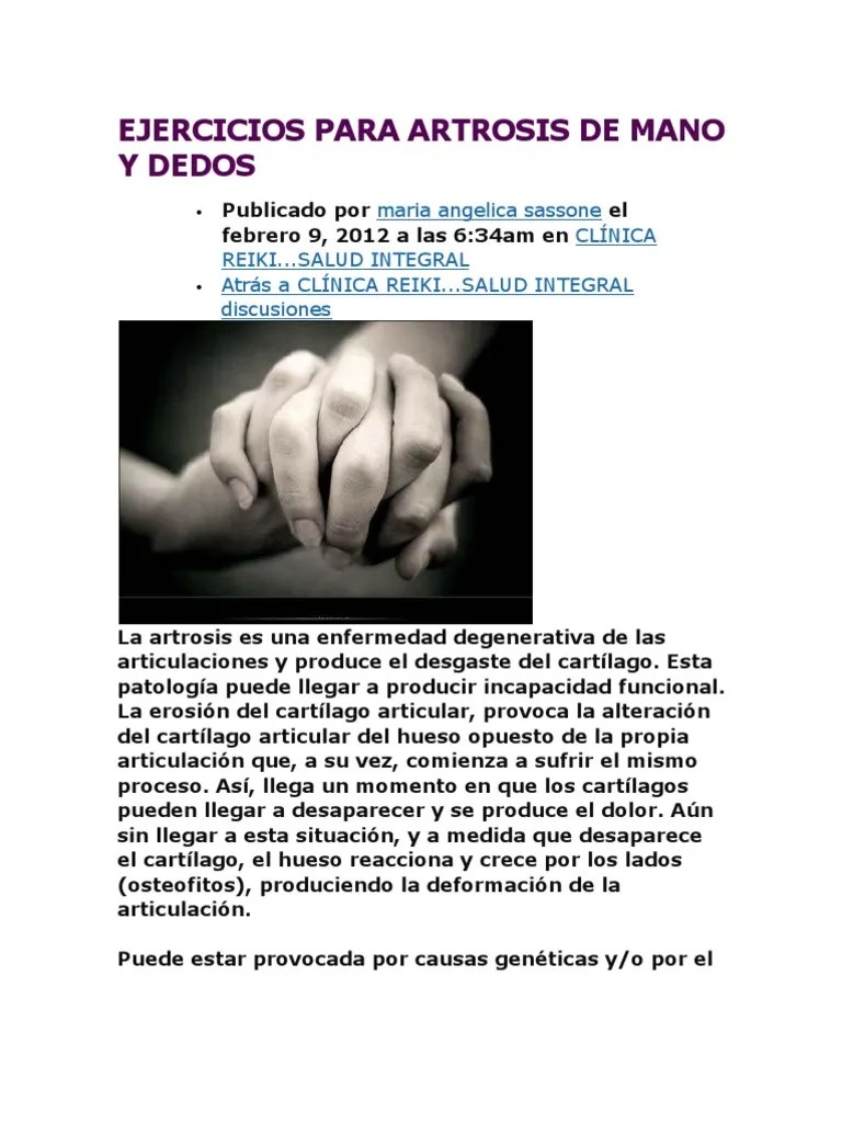 Ejercicios Para Artrosis De Mano Y Dedos | PDF | Articulación | Osteoartritis