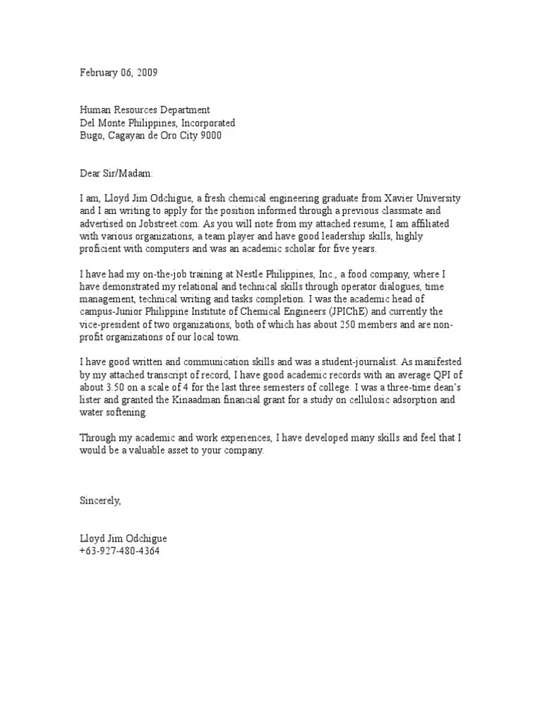 Employment fresh graduate cover letter examples. Application Letter Sample For A Fresh Graduate How To Write A Cover Letter For Fresh Graduates Without Experience