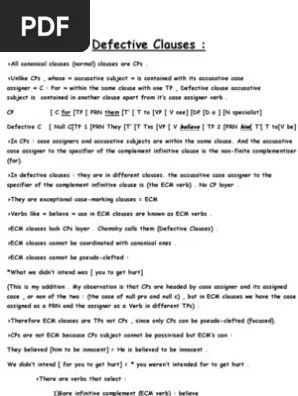 Defective Clauses 1 | Clause | Grammar