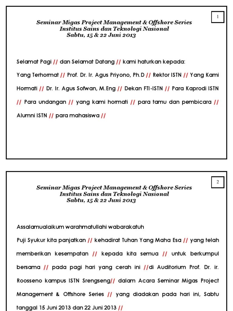 Cue Card Mc D4pqzq057wnp Begini Contoh Naskah MC Semi Formal acara Seminar Nasional.