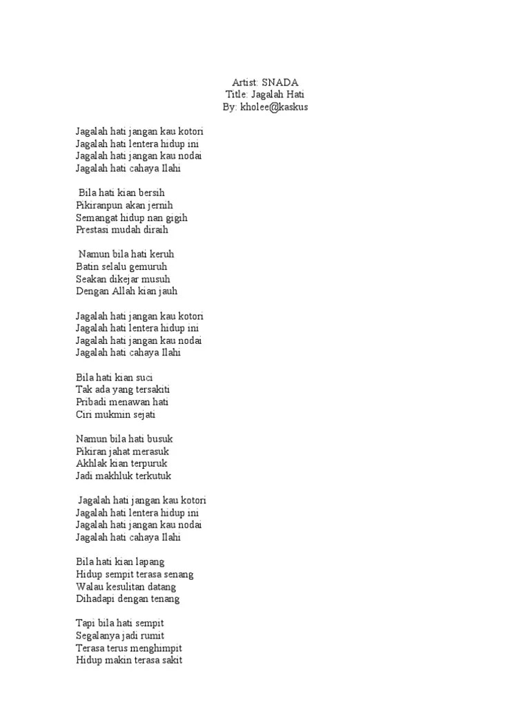 Jagalah Hati Lyrics Aa Gym Jagalah Hati Jangan Kau Jagalah hati lentera hidup ini.