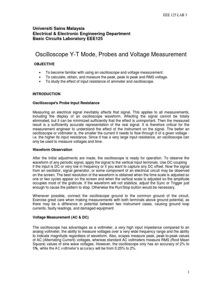 Exp 3 Oscilloscope And Voltage Measurement | PDF | Amplitude | Root ...