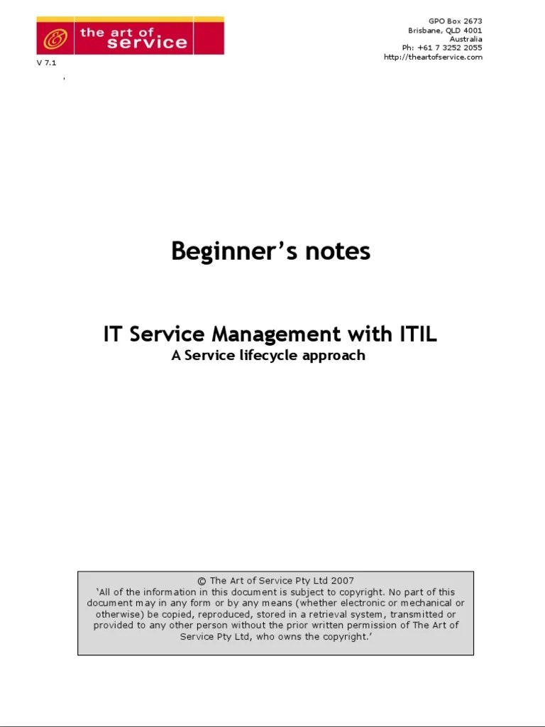 C. ITIL IT Service Management Beginners Guide V7.1 | PDF | Itil | It Service Management